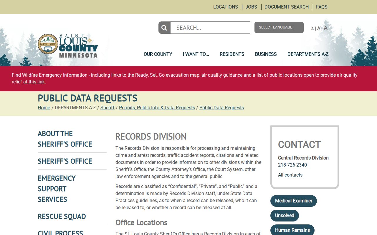 St. Louis County released inmate Sheriff records request channel